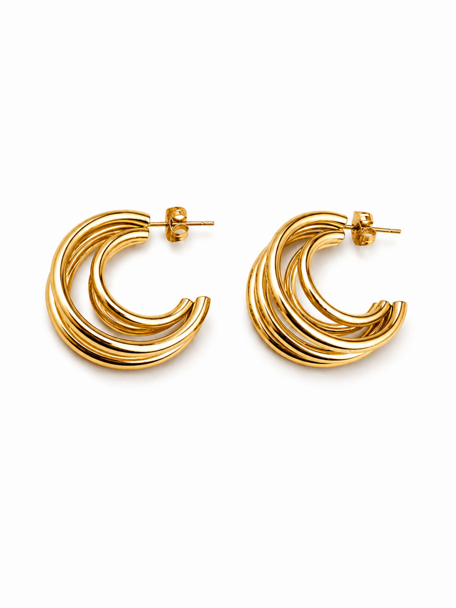 Brinco de Argola Tripla - Yarin Semijoias