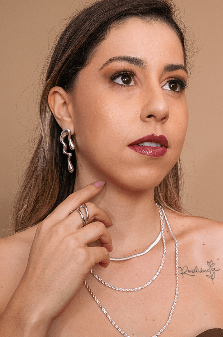 Brinco de Gota Derretida Orgânica - Yarin Semijoias