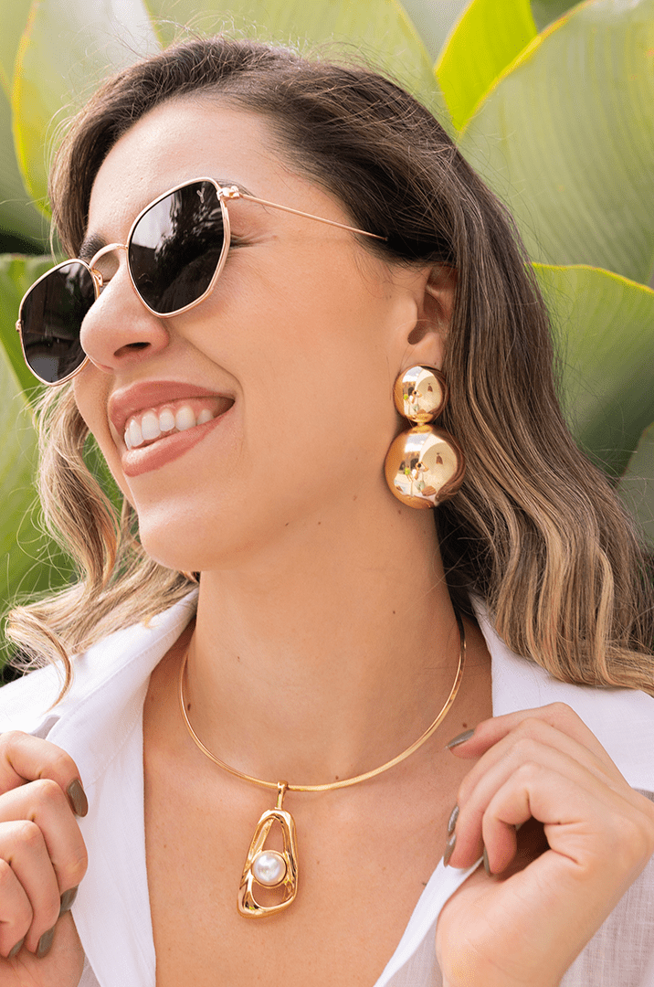 Brinco Esfera Dupla - Yarin Semijoias