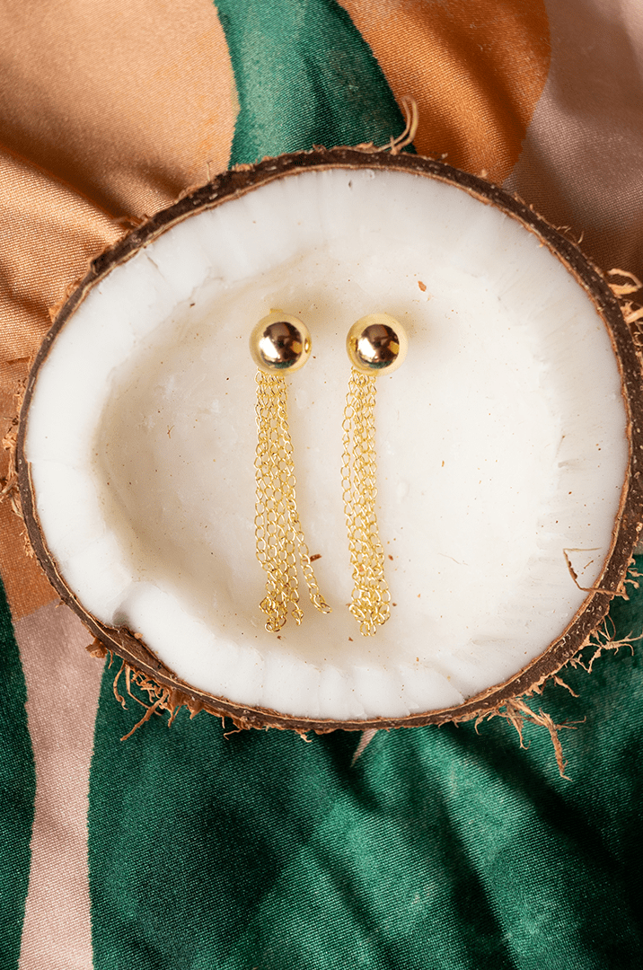 Brinco Esfera Franja - Yarin Semijoias