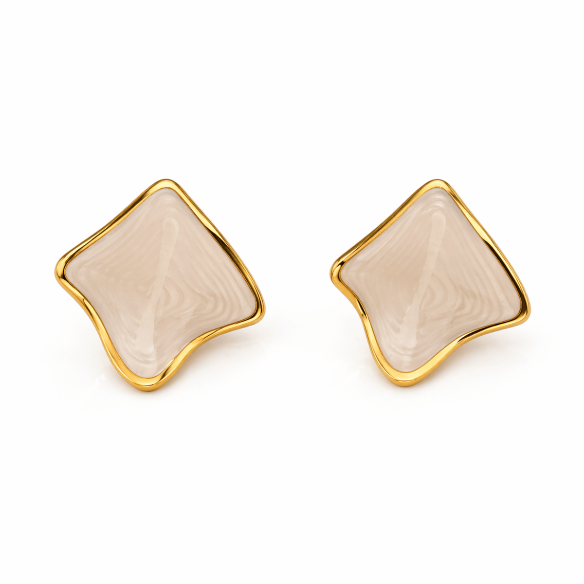 Brinco Orgânico com Resina Nude - Yarin Semijoias