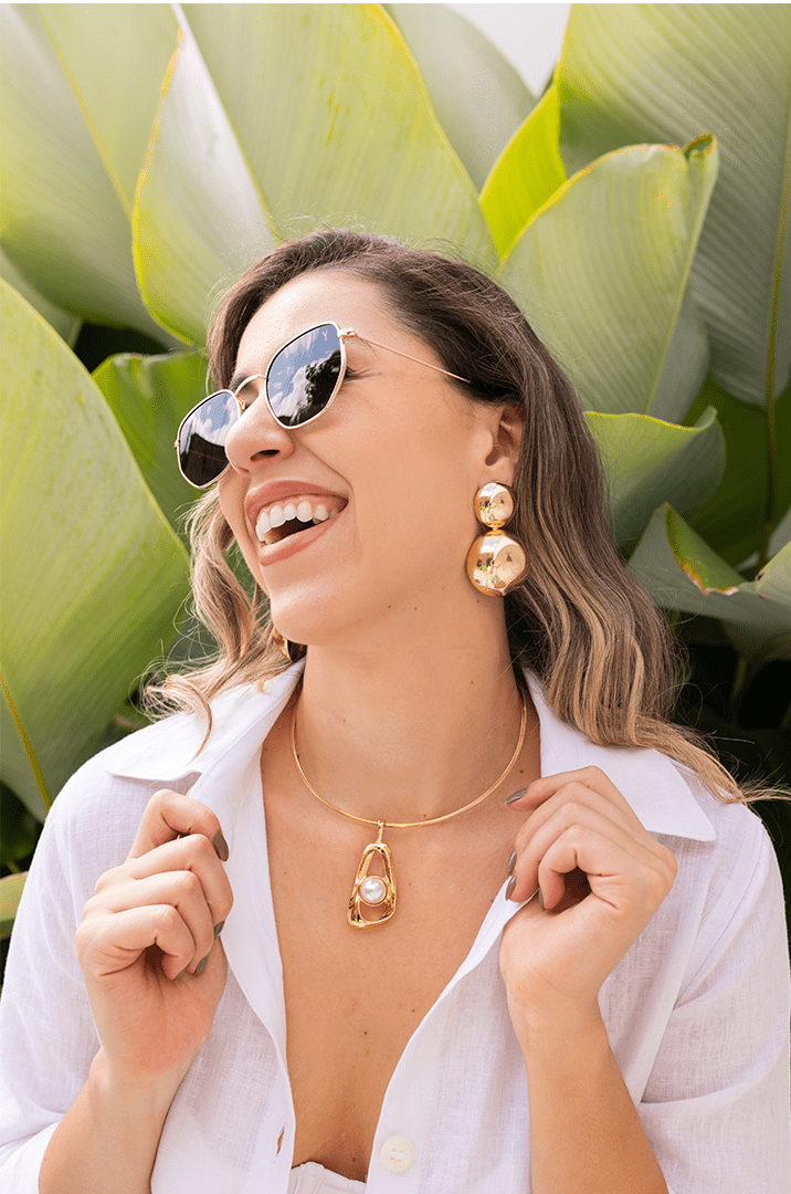 Choker Aro 2 em 1 com Pigente de Perola - Yarin Semijoias