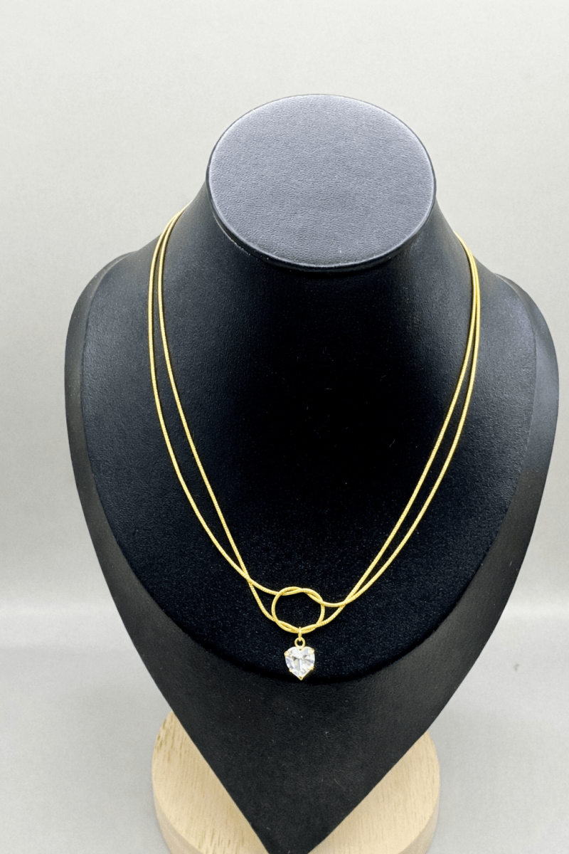 Colar Duplo com Pingente Coração em Aço Inoxidável - Yarin Semijoias