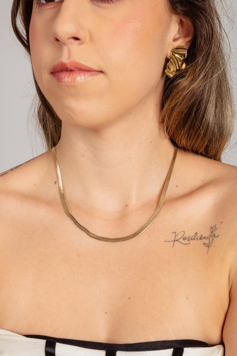 Colar Malha fita 4mm - Yarin Semijoias