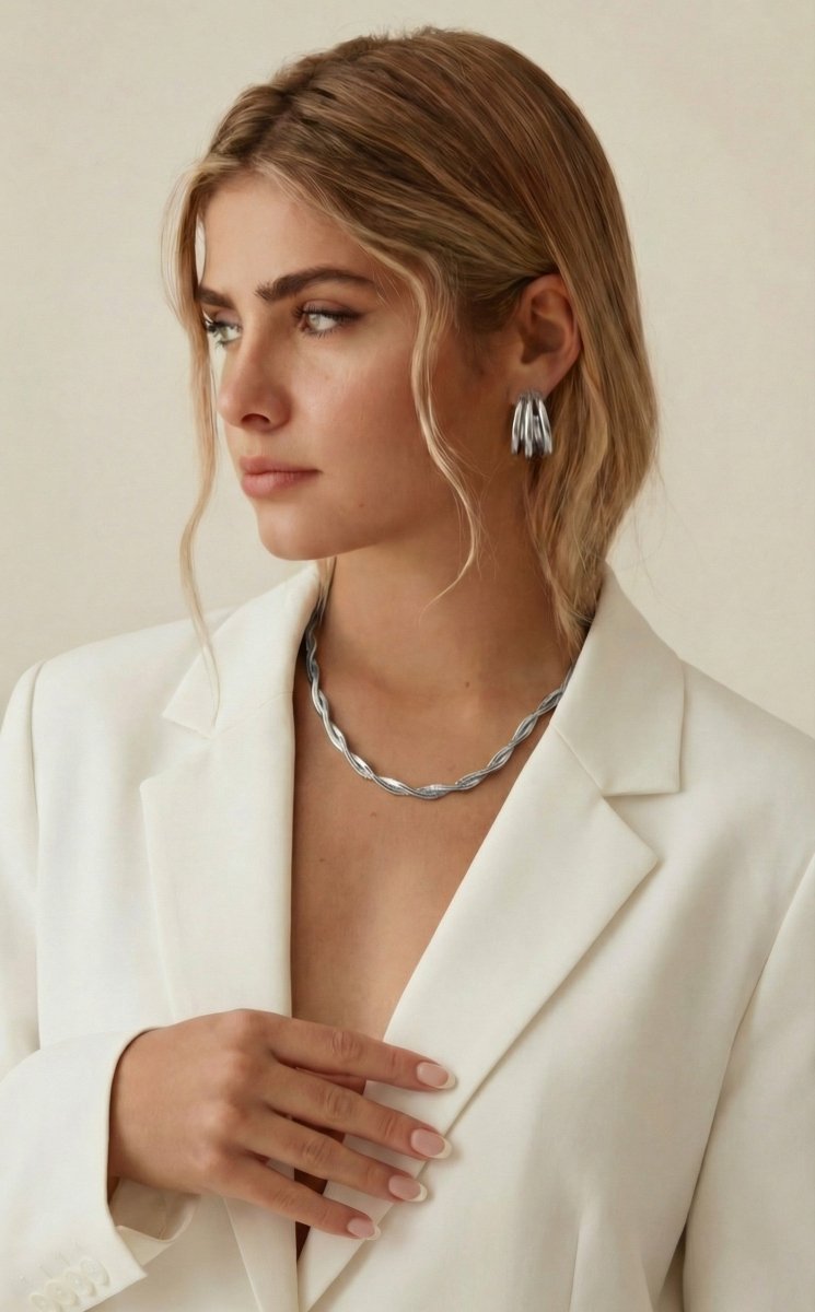 Colar Malha Fita Trançado - Yarin Semijoias