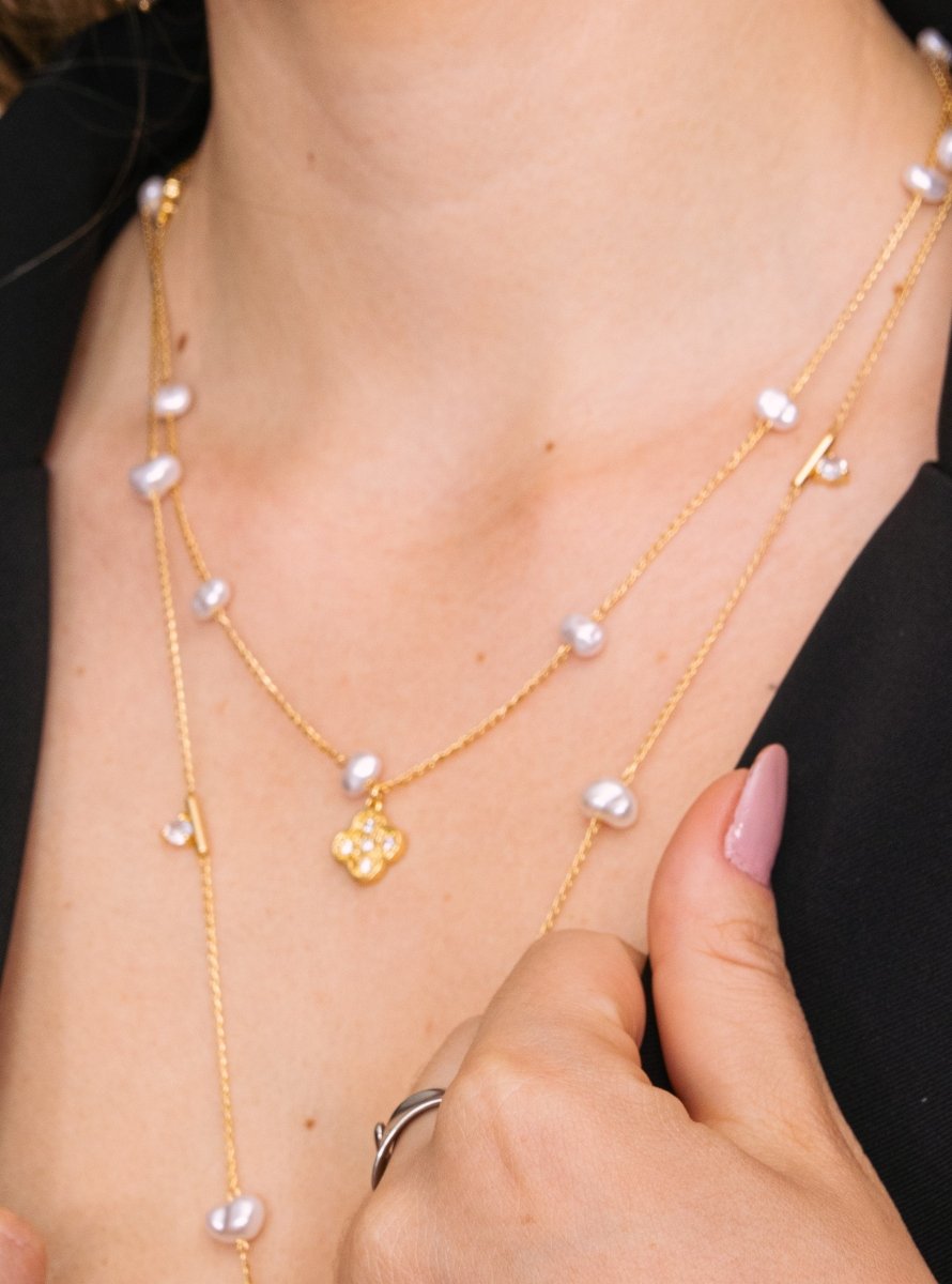 Colar veneziana com madrepérola 60 cm - Yarin Semijoias