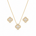 Conjunto Trevo de Zirconia Cristal - Yarin Semijoias