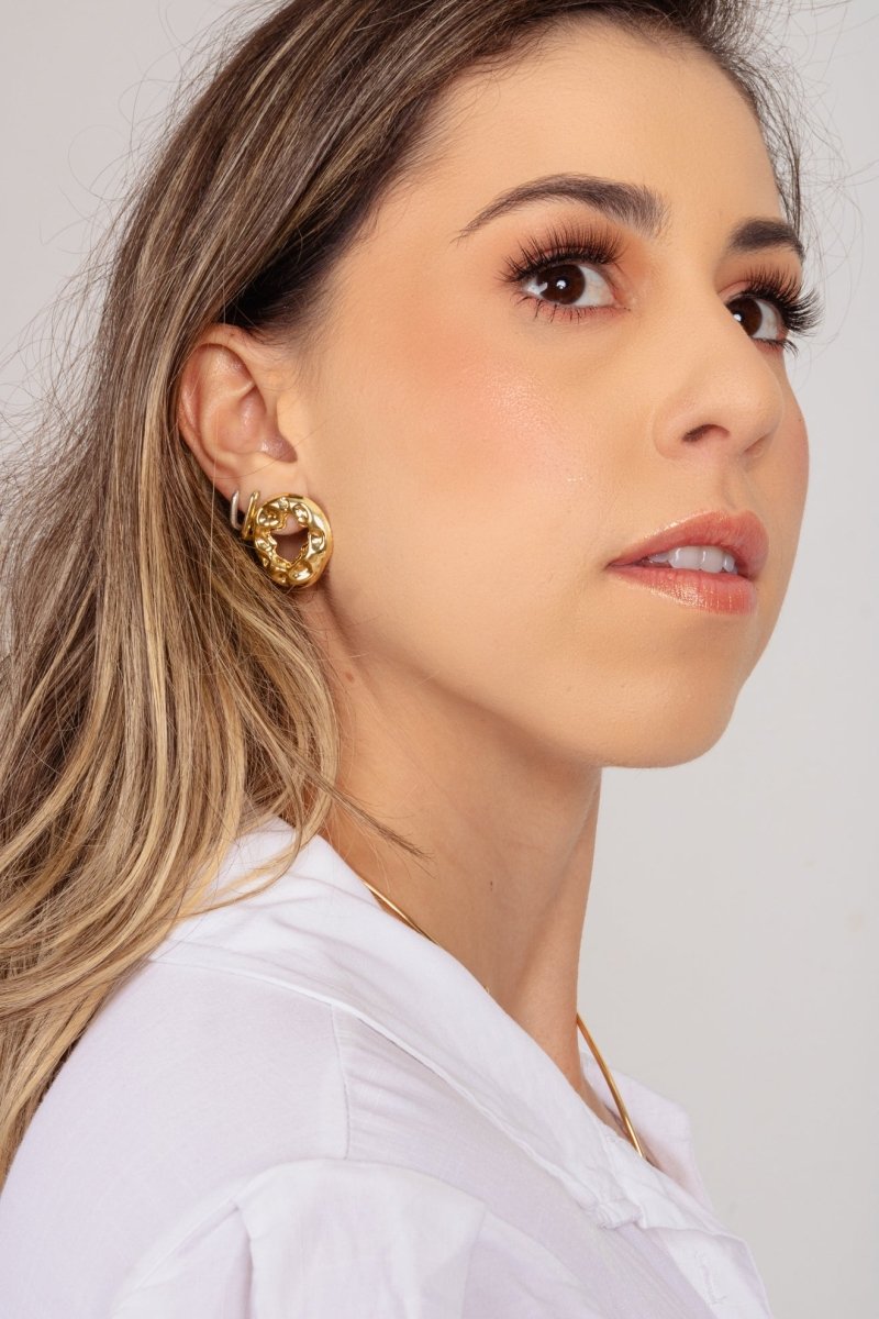 Kit 2 Brincos Organicos Dourado - Yarin Semijoias