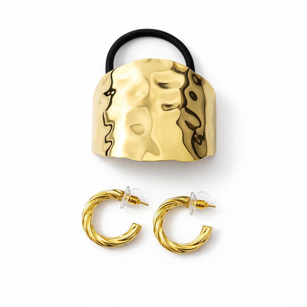 Kit Amarrador Dourado e Brinco de Argola - Yarin Semijoias