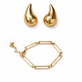 Kit Brinco de Gota e Pulseira Elo Dourada - Yarin Semijoias
