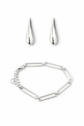 Kit Brinco de Gota e Pulseira Elo Prateada - Yarin Semijoias