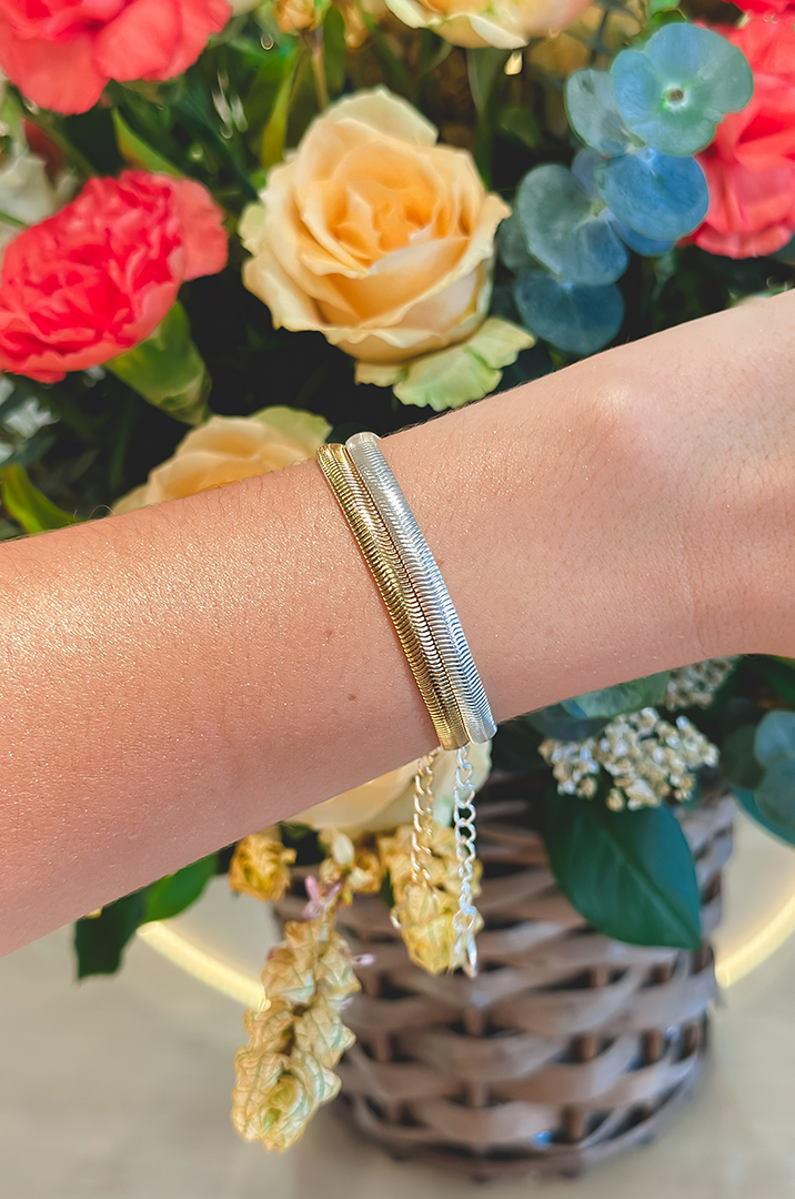 Kit Brinco Gota Alongada e Pulseira Snack - Yarin Semijoias