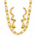 Kit Brinco Organico Longo e Choker Corrente Dourado - Yarin Semijoias