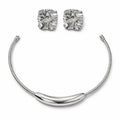 Kit Choker Ima e Brinco Organico Texturizado Prateado - Yarin Semijoias