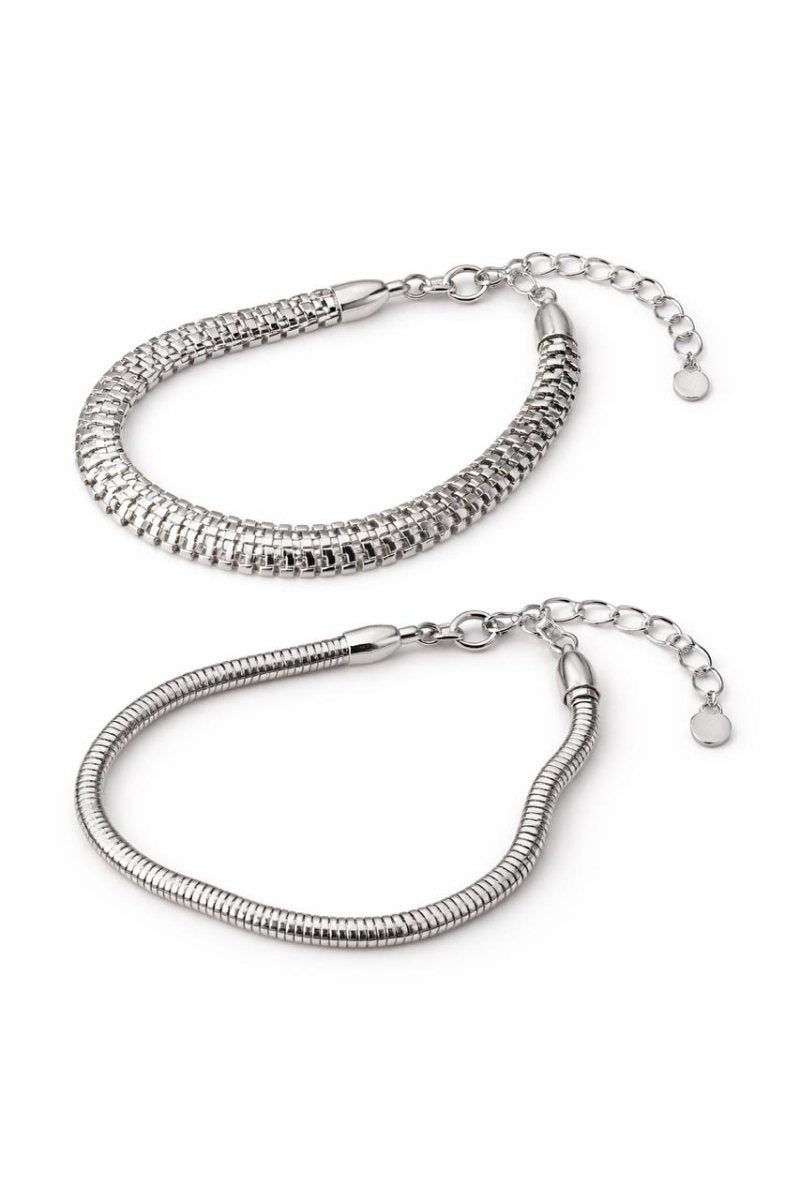 Kit Pulseira Snake e Italiana Prateada - Yarin Semijoias
