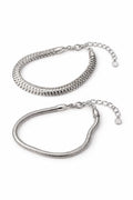 Kit Pulseira Snake e Italiana Prateada - Yarin Semijoias
